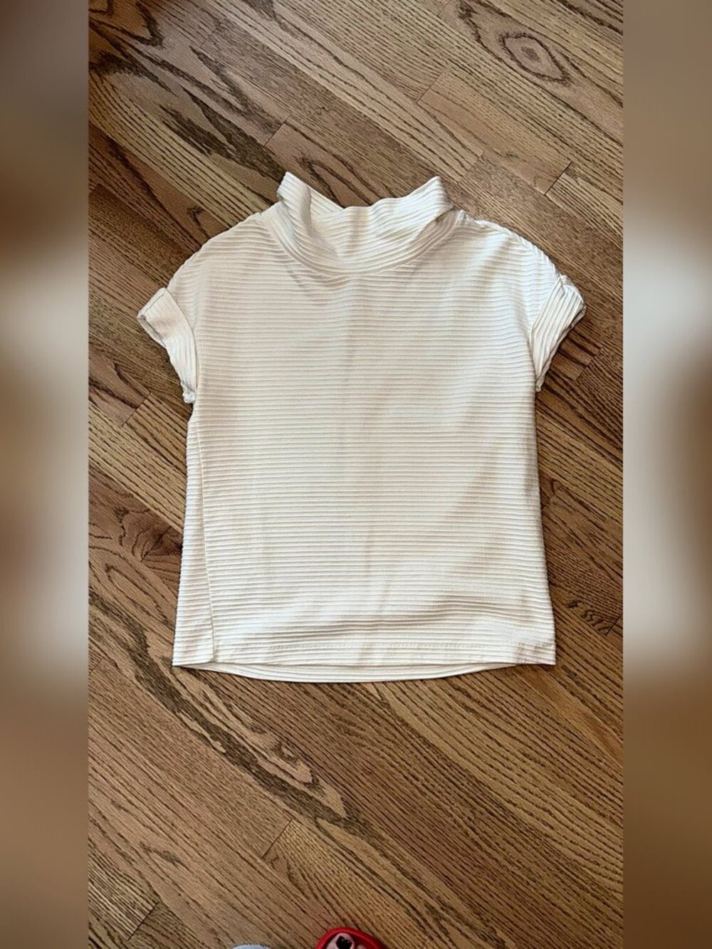 Postmark Anthropologie Ivory Ribbed Mock Neck Top Back Zip Size S
